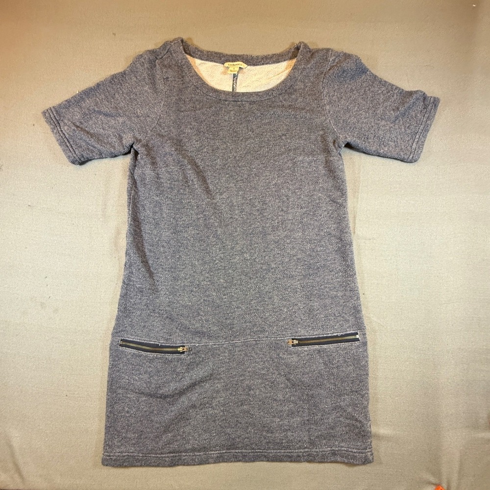 GH Bass & Co Womens Small Blue Cotton Knit Short Sleeve Zipper Pocket Dress 2336